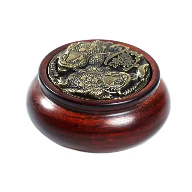 檀欣 蟾蜍聚宝盆八方来财招财进宝双面旋转#好运 紫檀属 手把件 男女同款情侣款