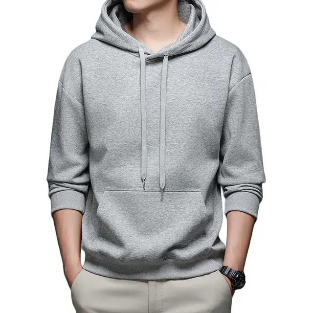 卡丹狄诺 时尚简约纯色连帽套头长袖卫衣 男款