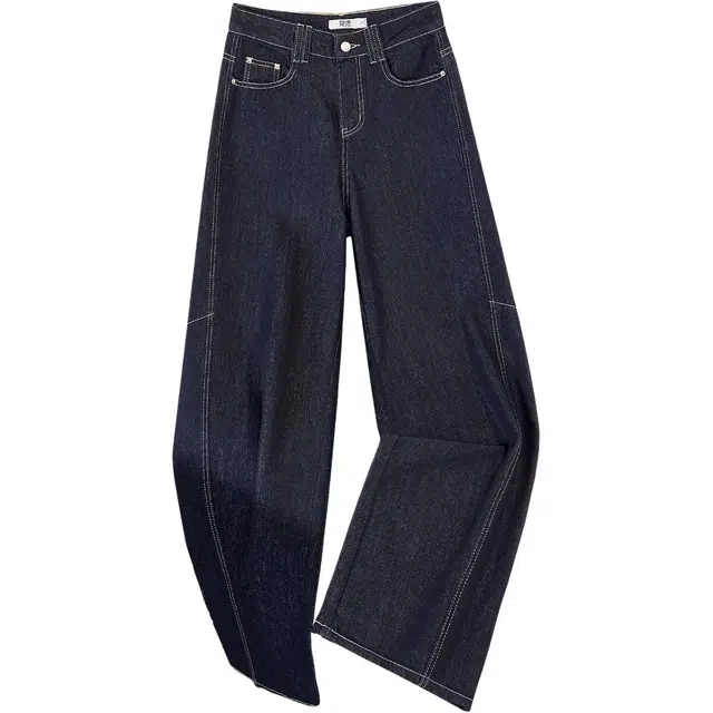 她池 通勤复古风宽松款水洗高腰显瘦垂感长款牛仔裤 女款