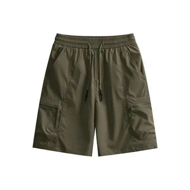 红豆 美式高街潮流拉链多口袋中裤城市通勤户外时尚中腰抽绳挺括有型显高显瘦五分运动裤易打理抗皱耐磨舒适透气休闲工装短裤 男女同款