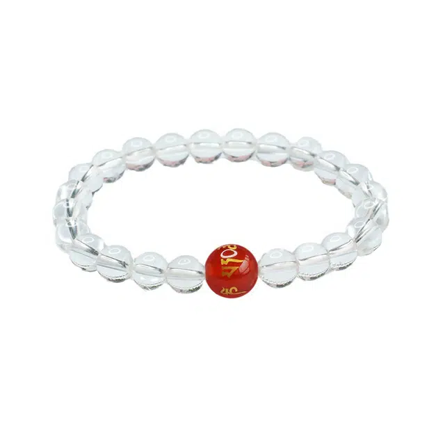 金大福 白月光新中式鸿运当头六字真言学业顺利水逆退散治愈心灵设计感小众精致百搭简约高级感个性时尚好运 白水晶 手串 女款