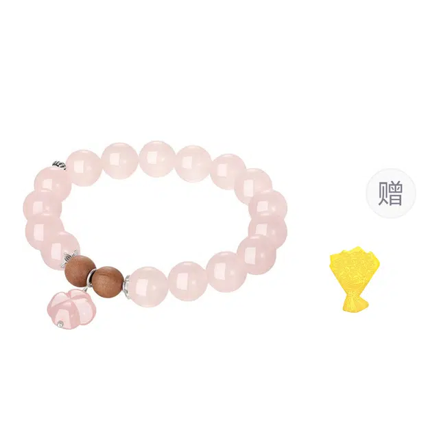 【招桃花 爱情甜蜜】 金六福吉祥 新中式桃木串珠四叶草 桃运旺旺招好人缘幸运温柔甜美文玩盘串转运势#好运天然 粉水晶 手串 女款