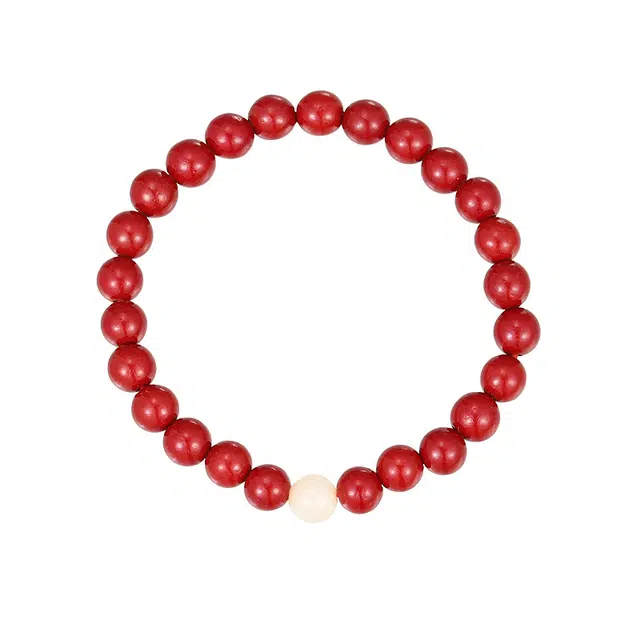 聆听花开 国风圆珠幸运珠 本命年红色串珠本命年转运珠高级感#好运 朱砂 手串 男女同款情侣款