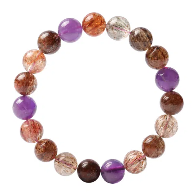 子婳 超七黑加仑三轮骨干紫发晶超级七全能小众设计时尚轻奢百搭手饰#好运 多色水晶 手串 男女同款情侣款