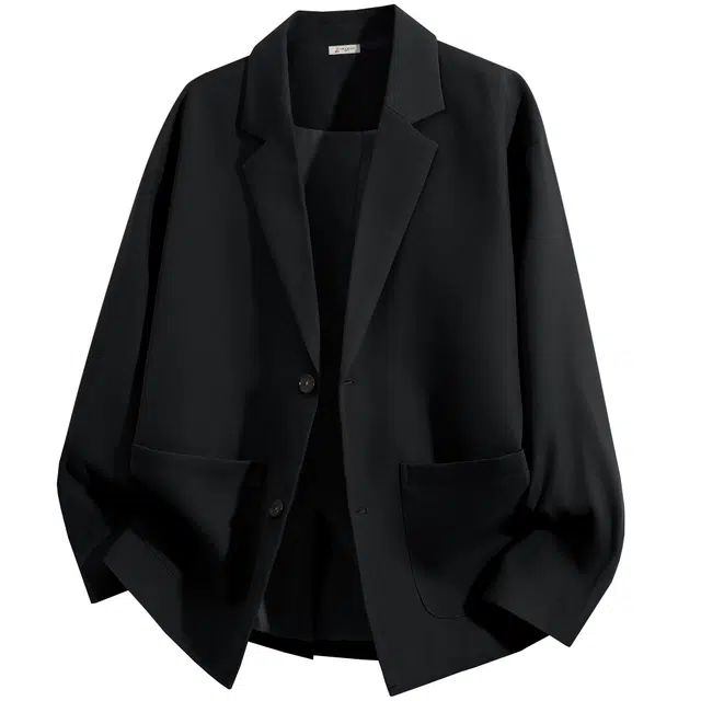 稻草人 美式高街基础款纯色垫肩外套高级感日常百搭休闲宽松潮流落肩长袖单排扣轻奢西装 男女同款