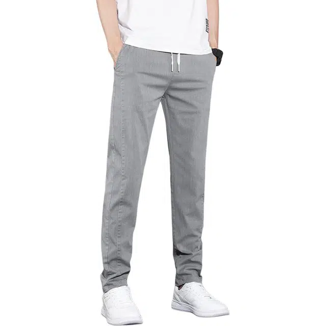 么宁 潮流百搭修身直筒弹力松紧腰舒适透气简约个性痞帅休闲裤 男女同款
