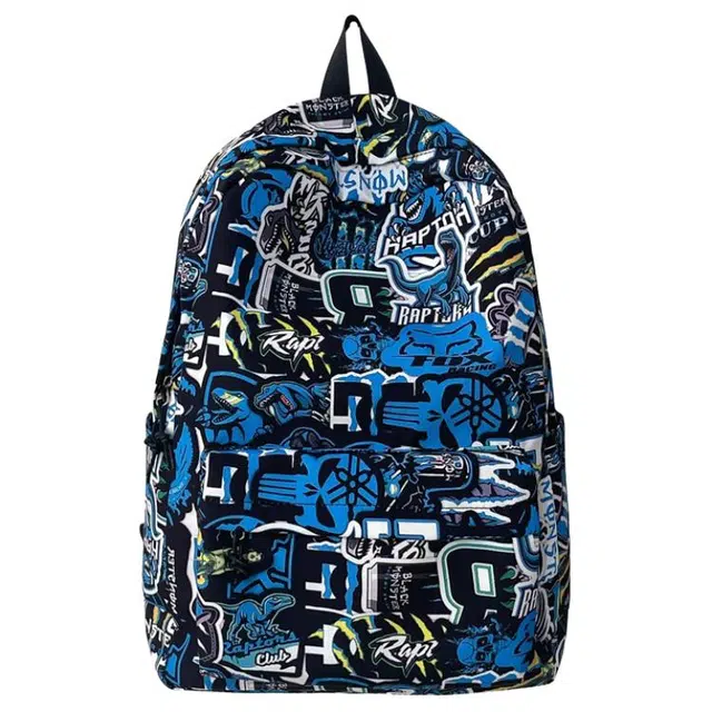 行途 个性涂鸦潮流设计 牛津布 背包背包双肩包 男女同款情侣款 黑色/蓝色/绿色