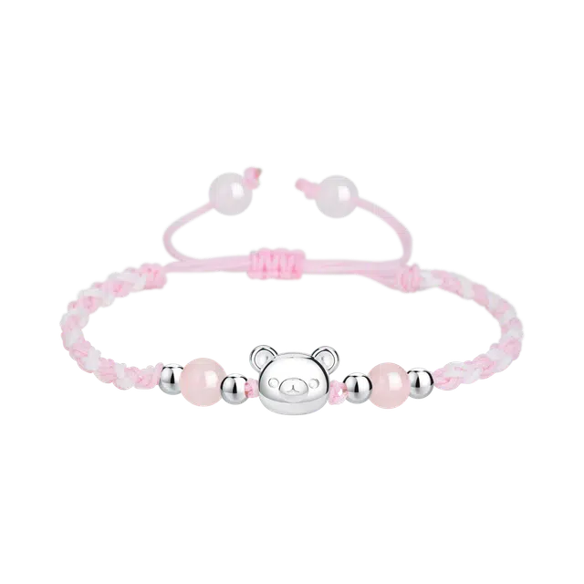 【S999银小熊】 色菲尔 韩式甜美可爱小众卡通设计 在逃公主好运日常通勤百搭手链 织物 手绳 男女同款情侣款