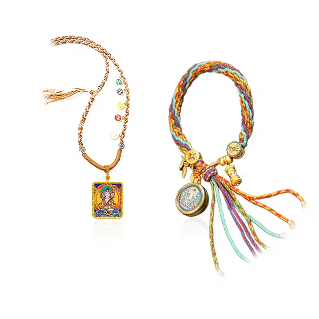 【已过香】 重庆金店 大日如来 新中式显白气质高级感时来运转招财纳福转运珠国潮八方来财事业顺利百搭#好运 琉璃 项链 男女同款情侣款