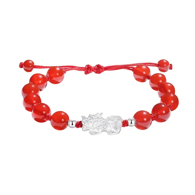 金大福 貔貅转运珠 国潮新中式小众轻奢串珠手饰简约招财吞金兽纳福时尚高级干设计日常百搭#好运 玛瑙 手链 男女同款情侣款