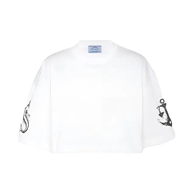 Prada SS22 Printed Knit T-Shirt White