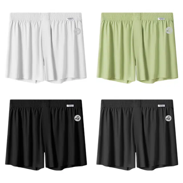 潞优野 轻薄冰丝薄款宽松居家裤透气大码无痕平角内裤 男款 组合装