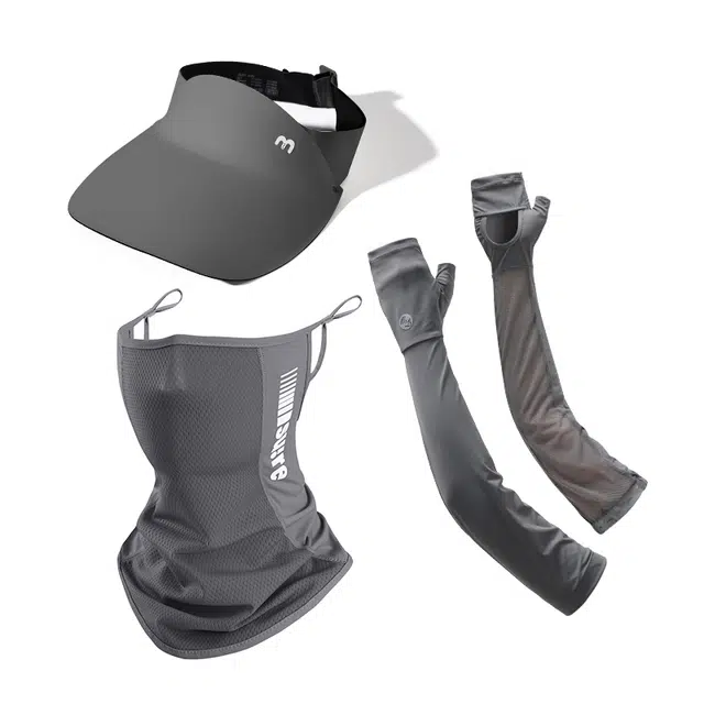 南极人 空顶无痕遮阳帽夏季可折叠户外跑步登山运动防紫外线太阳帽骑行面罩冰袖套装遮全脸口罩护颈脖套护手臂透气 轻薄款 防晒帽 男款