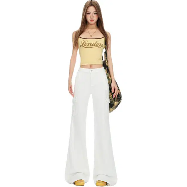 拾籍 时尚潮流简约设计低腰不贴腿喇叭裤百搭显瘦垂感休闲工装裤 女款