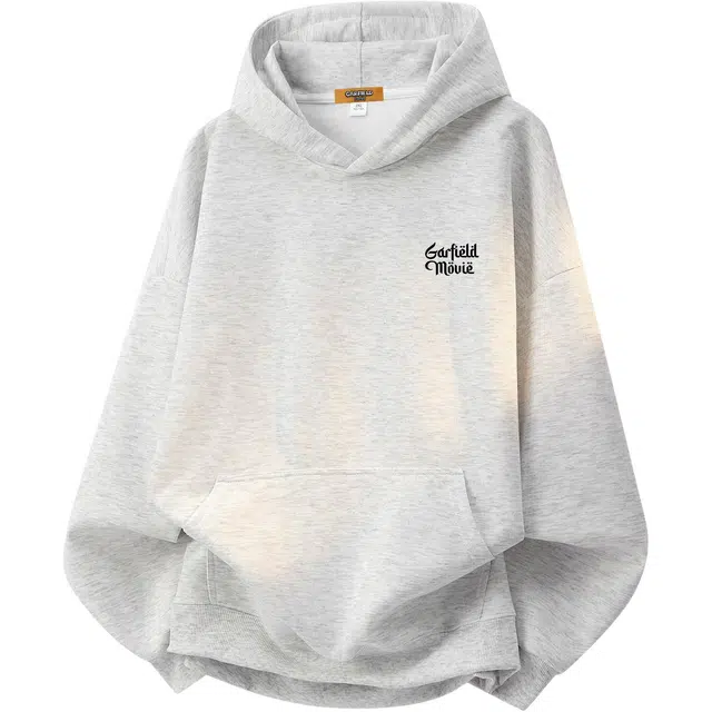 加菲猫家族 美式学院风复古品牌字母印花休闲长袖上衣潮流嘻哈风百搭高街落肩亲肤舒适透气无性别套头帽衫宽松连帽卫衣 男女同款