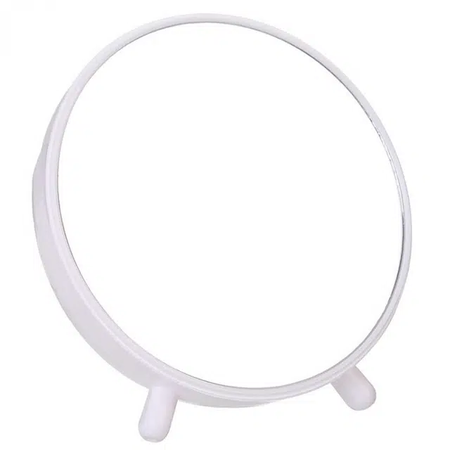 顽顽 多功能单面塑料创意公主梳妆镜圆形梳妆镜带收纳台式化妆镜