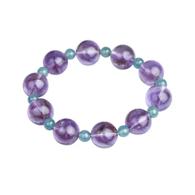 小银匠 紫气东来好运系列紫色珠招财事业旺水逆退散百搭上岸天然 紫水晶 手串 女款
