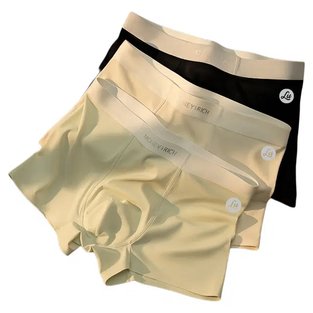 潞优野 高级感冰丝亲肤修身无痕透气四角纯色舒适简约夏季平角内裤 男款