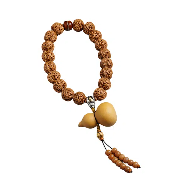 宣华意 【福禄吉祥】新中式国风盘玩十八籽手持念佛珠文玩精品原籽葫芦吊坠#好运 金刚菩提 手串 男女同款情侣款