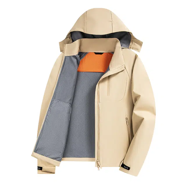老爷车 休闲时尚百搭纯色可拆卸帽魔术贴袖口冲锋衣防风透气户外登山夹克 男款