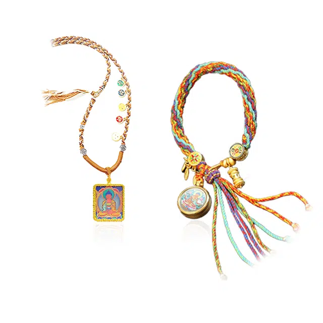 重庆金店 阿弥陀佛 新中式显白气质高级感时来运转招财纳福转运珠国潮八方来财事业顺利百搭#好运 琉璃 项链 男女同款情侣款