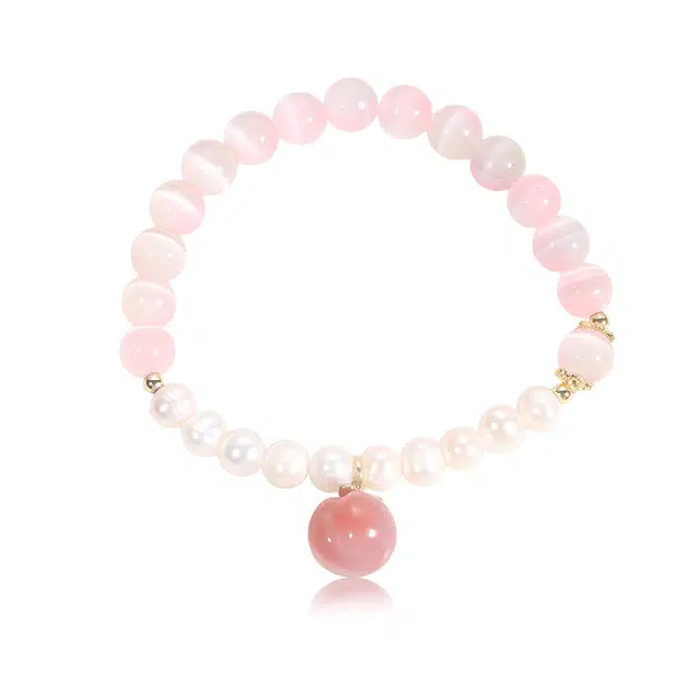 克兰茜 桃之夭夭 蜜光转运圆珠串 新中式小众轻奢简约高级感设计 日常通勤精致百搭个性气质时尚 精美礼盒 好运 琉璃 玉石手串 女款