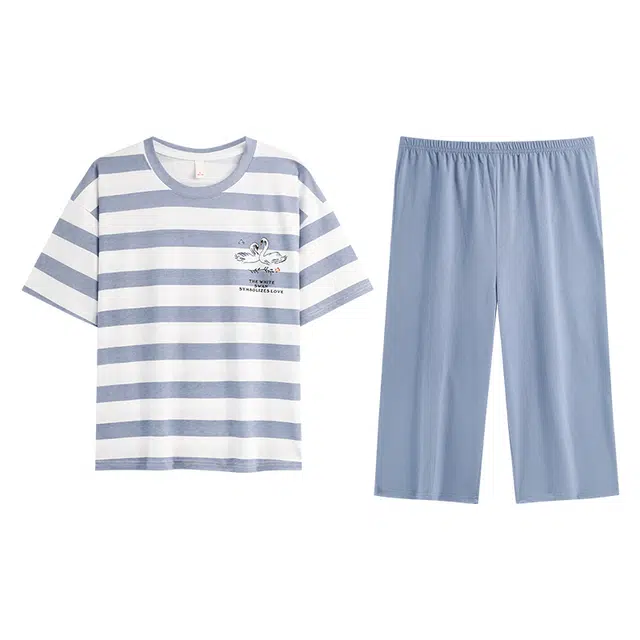 梦特娇 春夏秋季韩版细腻纯棉家居服睡衣套装 女款