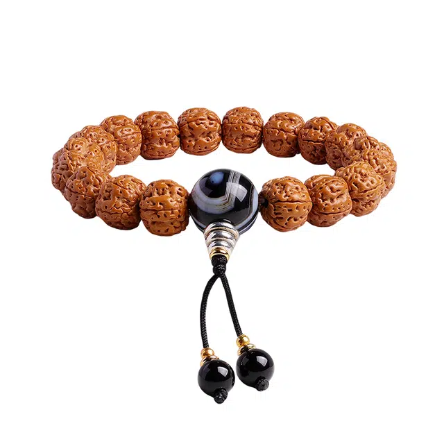 木盛缘 树王爆肉好运天珠木带宝五瓣双龙文玩 金刚菩提 手串 男女同款情侣款