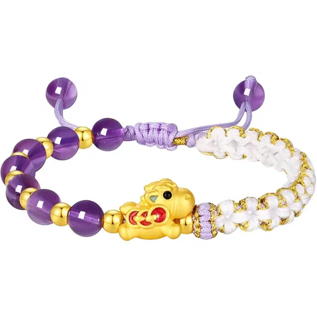 翠雅金楼 马上发财 新中式 招财纳福 百搭甜美#好运天然 紫水晶 手链 女款