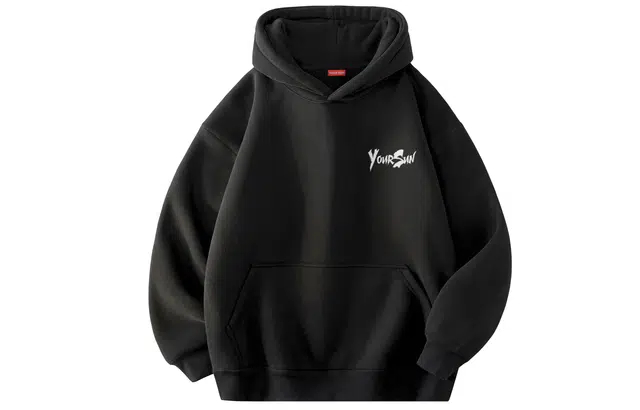 宜而爽 美式复古街头卡通字母骷髅手指手握钱币图案印花宽松休闲纯色防风保暖柔软亲肤落肩厚款百搭连帽套头户外通勤长袖卫衣 男女同款