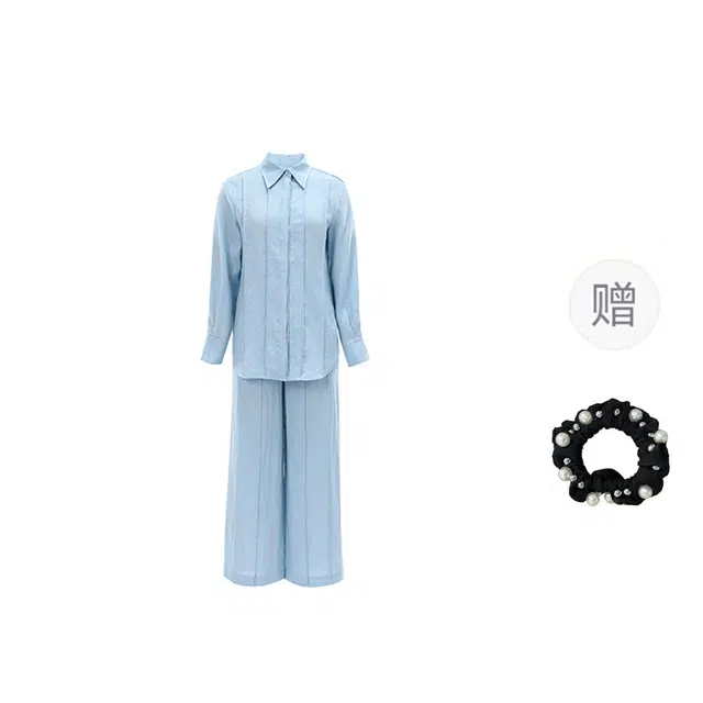 雾闪闪 时尚舒适长袖上衣纯色气质裤子休闲套装 女款