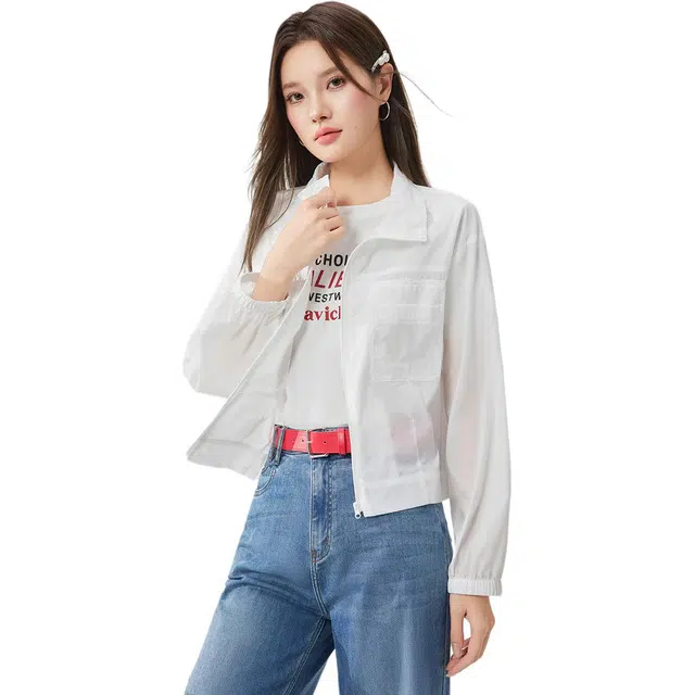 爱依服 简约纯色韩系风常规长袖通勤夹克 女款