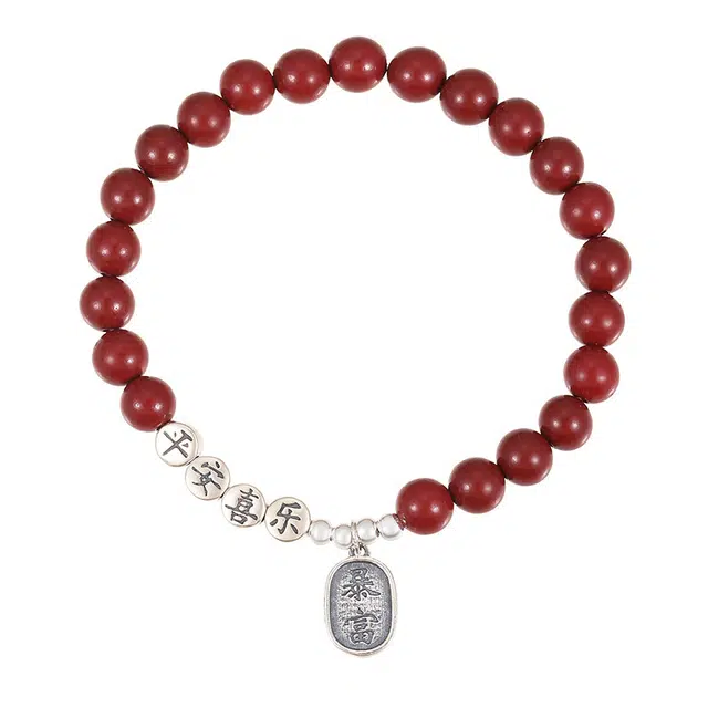 聆听花开 新中式 平安喜乐 高级感百搭#好运 朱砂 手串 男女同款情侣款