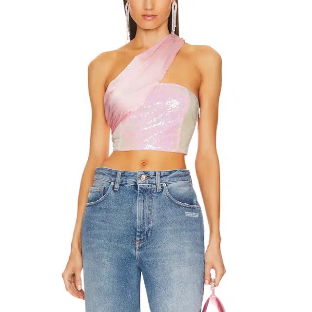 SUPERDOWN Gea Asymmetrical Crop Top