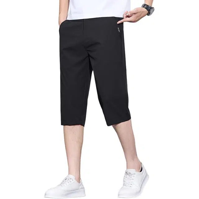 协协乐 夏季薄款凉感透气美式高街潮牌纯棉纯色宽松直筒百搭运动七分中裤休闲短裤 男款