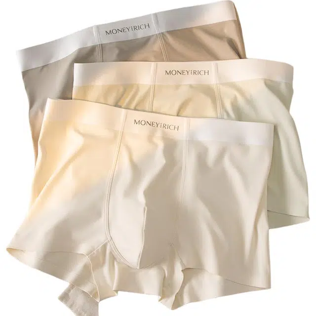 潞优野 轻奢冰丝奶皮无痕吸汗透气超薄平角短裤夏季款高级感舒适亲肤纯色大码内裤 男款