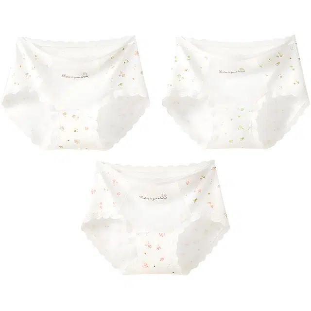 二三二三 透气吸汗防夹臀不卡档亲肤柔软抑菌舒适中腰高弹田园主义清新潮流简约时尚百搭碎花内裤 女款