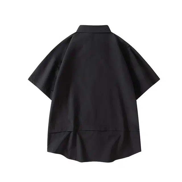 左岸 夏季美式复古风时尚百搭简约纯色潮流日常通勤户外活动宽松舒适透气吸汗冰爽潮牌衬衫 男款