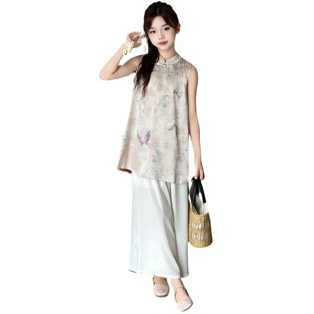 木木兔休闲运动套装 时髦洋气女童衣服夏装短袖大童潮牌小学生国风女孩 女款