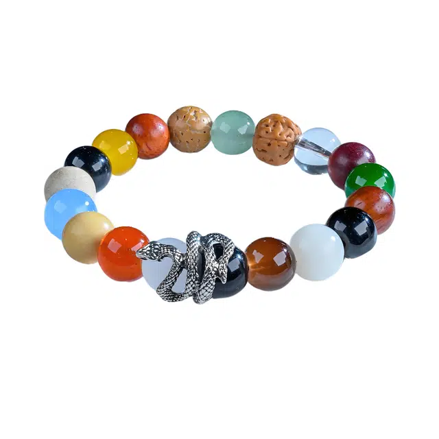 灵晔 国潮新中式文玩佛珠多宝珠灵蛇八方来财诸事顺遂念珠盘玩#好运 菩提子/菩提籽 手串 男女同款情侣款