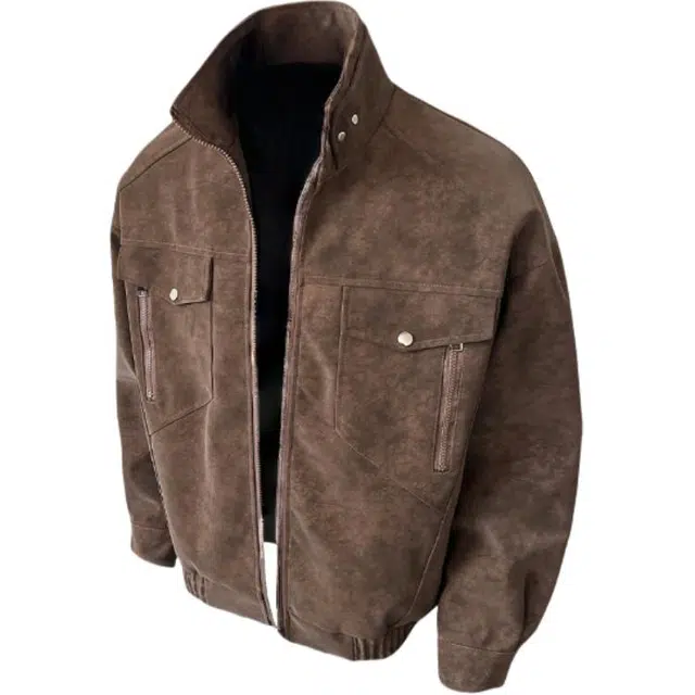 半空山 美式复古高级感立领工装飞行痞帅设计感宽松时尚百搭夹克 男女同款