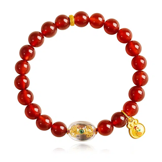 谧月珠宝 鸿运当头诸事顺遂高品质新中式转运珠中国红串珠手饰轻奢风简约百搭精美礼盒高级感好运天然 玛瑙 手串 男女同款情侣款