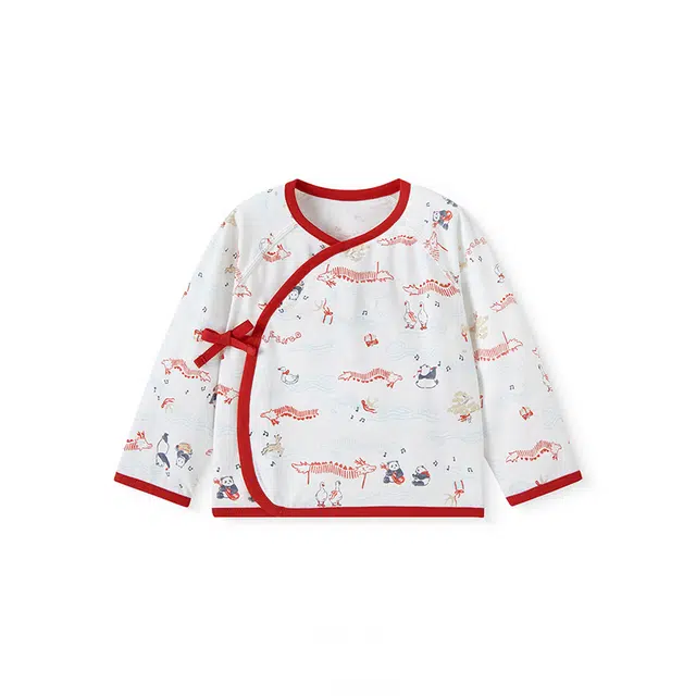 英氏家居服上装 弹力透气柔软满印长袖婴幼童