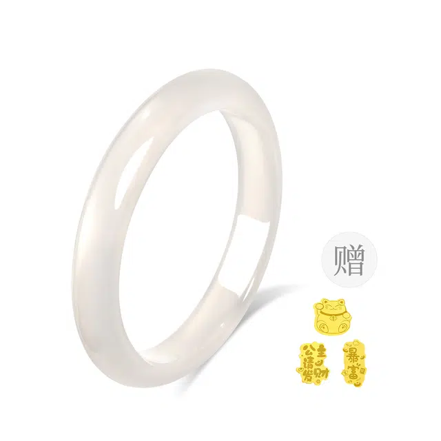 老凤祥 【马达加斯加料】 新中式古典风 汉服民族风贵妃镯 百搭小众高级感#好运 玉髓 手镯 女款