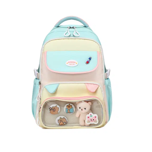 巴布豆 可爱卡通甜美公主风拼色耐用 牛津布 学生包 儿童款 天蓝/紫色/粉色