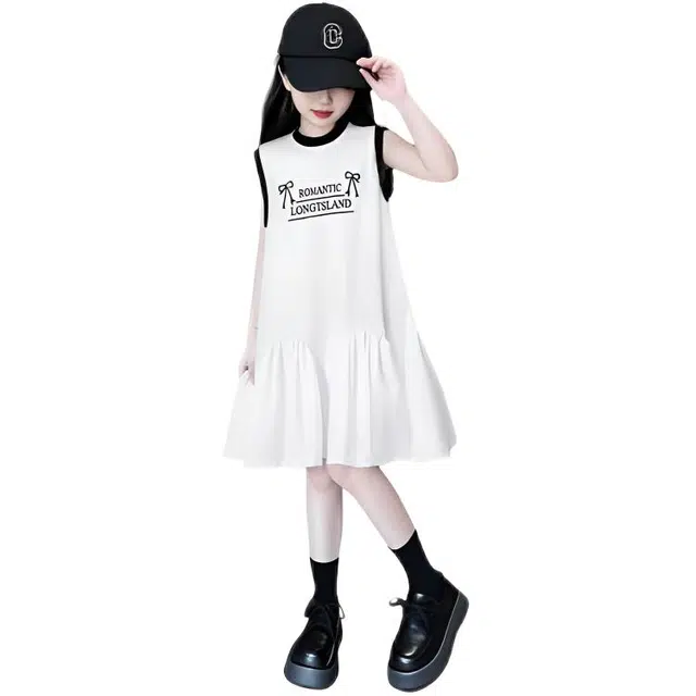 比比我女童夏季连衣裙  小孩衣服 小女孩背心裙 时尚舒适 清新公主裙 大童潮牌 百搭休闲