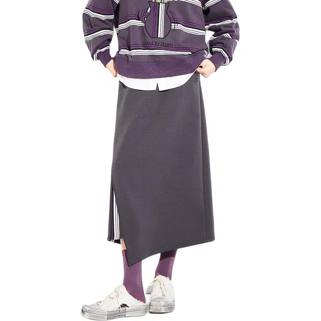 木果果木 显瘦半身裙松紧腰纯色宽松型百搭休闲长裙 女款