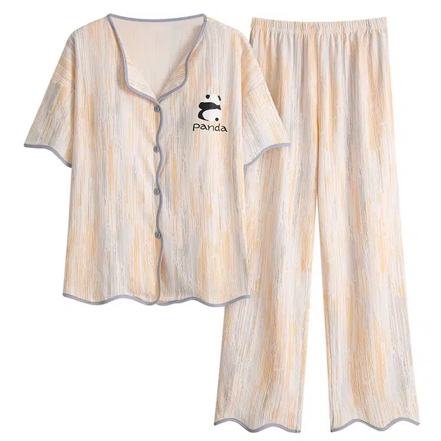 芬腾可安 春夏秋季带胸垫透气亲肤舒适休闲家居服睡衣套装 女款