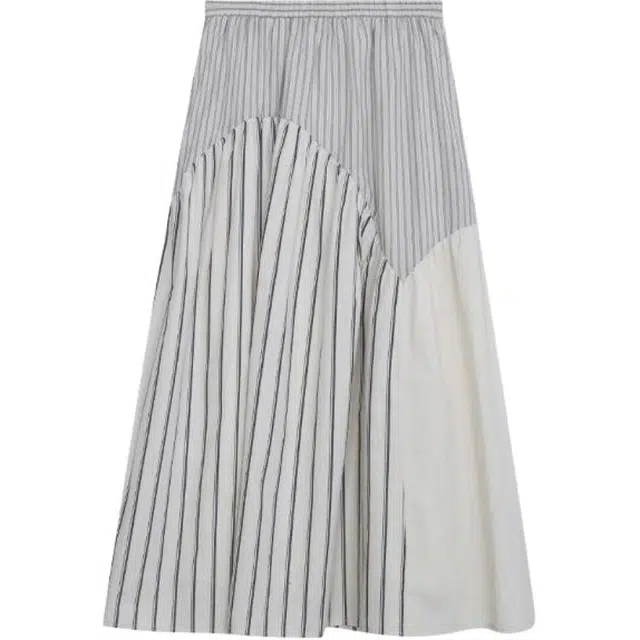 哒头下雨不愁 条纹半身裙夏季设计感高腰裙子气质休闲长裙 女款