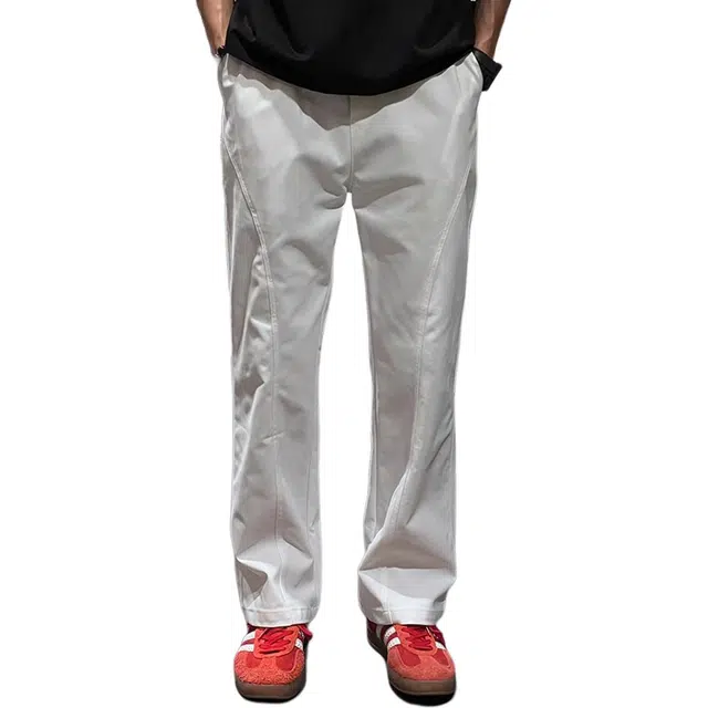 徐百货 美式斜切冰丝速干裤子夏季穿搭复古纯色薄款直筒长裤高街潮流宽松设计感休闲百搭工装裤 男女同款